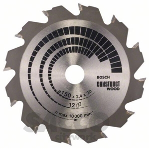 Immagine di LAMA SEGA CIRCOLARE Ø150X20    D 12 LEGNO CONSTRUCT          BOSCH 02836423