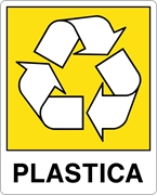 Immagine di SEGNALE RIFIUTI MM 250X310 RACCOLTA PLASTICA PVC ADESIVO 00002899